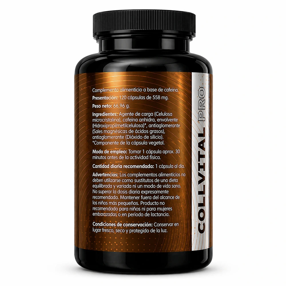 Cafeína 200 mg | 120 Cápsulas | CollVitalPro