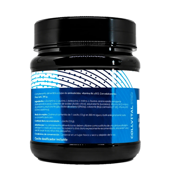 BCAA 2:1:1 CollVital Pro – etiqueta con ingredientes y modo de empleo