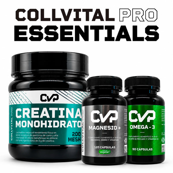 Pack Essentials CollVital Pro: Creatina Monohidrato, Magnesio+ y Omega-3
