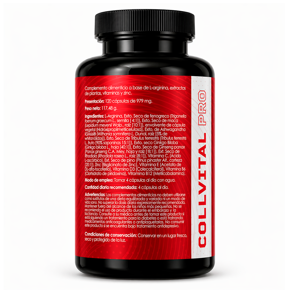 Testosterona Hombre | Booster Natural | 120 Cápsulas | CollVitalPro